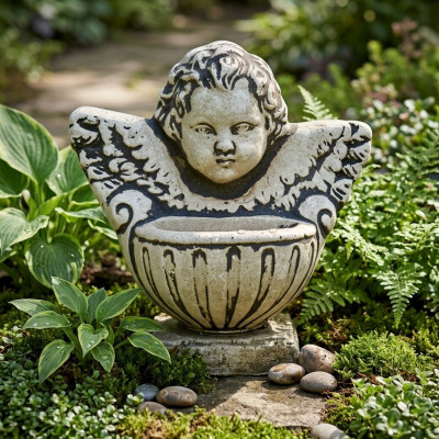 Grabengel Kräiz Grabdekor Grabschmuck Steen Dekoratioun Statu.