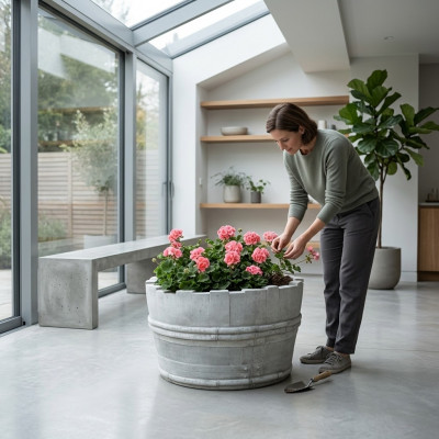 Blummendëppen Këscht Dëppen Blummen Dëppen XXL Gaart Dekorativ Beton Terrass.