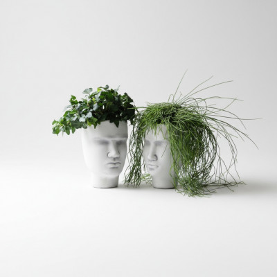 Design Blummendëppen Top Planzenkëschte Behälter Figur Dëppen Deko Gesicht Skulptur
