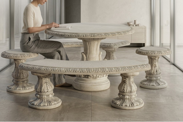 Stee Dësch Terrass Gaart Dekor Miwwelen Edel Antik Stil Design Dëscher