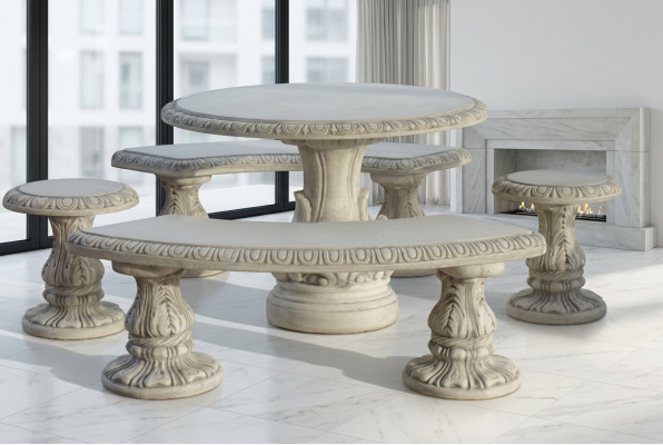 Stee Dësch Terrass Gaart Dekor Miwwelen Edel Antik Stil Design Dëscher