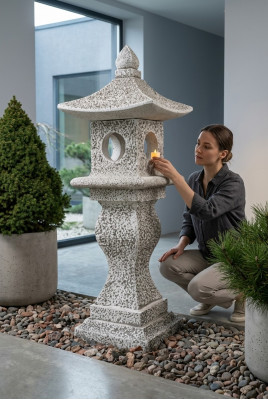 Japanesche Gaart Haus Dekoratioun Statu Figuren Figur Natur Wäiss Statuen