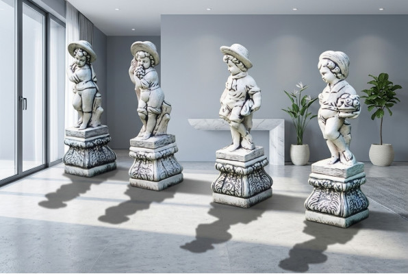 Jonge 70cm Figur Statu Figur Skulptur Statuen Gaart Wäiss Dekoratioun