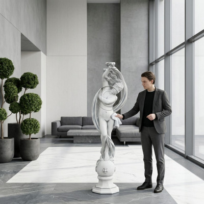 Skulptur XXL Gaart Figur Waasser Sail Skulptur Statuen