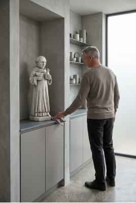 Gaartendekoratioun Mönchsstatue Skulptur Figuren Skulpturen Designer