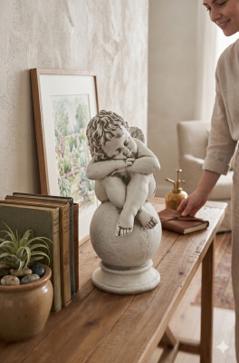Grafdekor Steendekoratioun Engel Figur Skulptur Gott Helleg