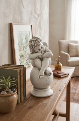 Grafdekor Steendekoratioun Engel Figur Skulptur Gott Helleg