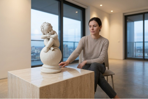 Grabschmuck Grafsteen Dekoratioun Figur Engel Skulptur Deko Gott Helleg