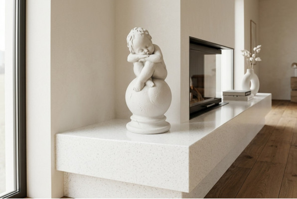 Grabschmuck Grafsteen Dekoratioun Figur Engel Skulptur Deko Gott Helleg