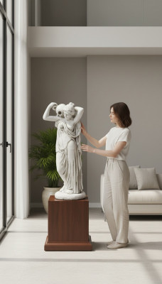 Gartenfigur "Frau Fontaine" 76cm Teichfigur Menschen Steinguss
