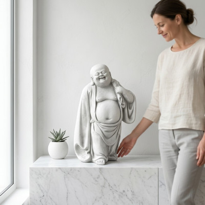 Gléckleche Buddha Statu Figur Gaart Figuren Statuen Skulptur Skulpturen