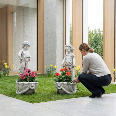 Figur Blumekübel Planz Kichel Dekoratioun Blumendëppercher Figur Dekor Gaart