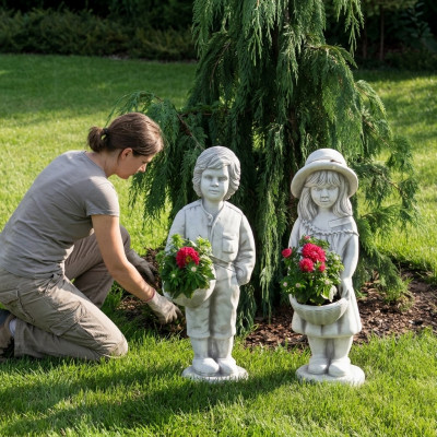 Figur Dekoratioun Blummekübel Planz Kübel Blummendëppercher Dekor Figur Gaart