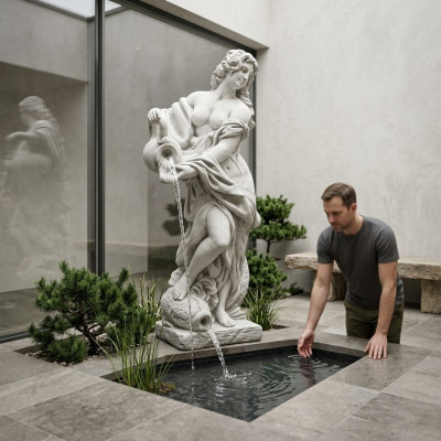 Gartenfigur "Frau Fontaine"140cm Teichfigur Menschen Steinguss