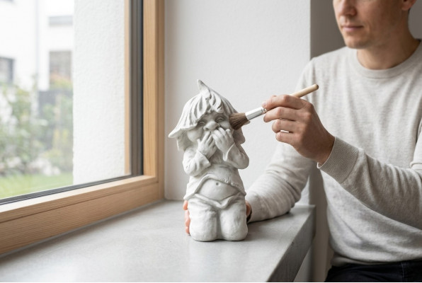 Jonge Siitzend Dekorativ Figur Statu Figuren Skulptur Statuen Gaart
