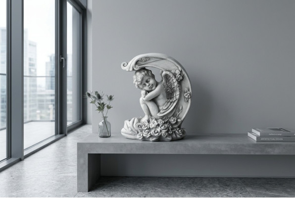 Deko Grabschmuck Graf Steen Dekoratioun Figur Skulptur Engel Gott Helleg