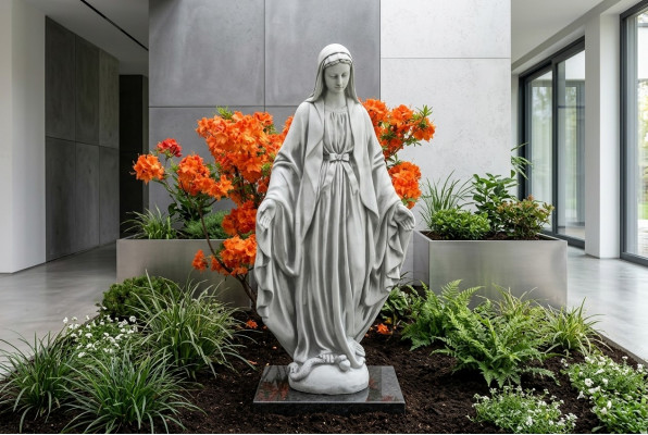 Mamm Jesus Maria Statu Graf Skulptur Helleg Figur Gaart Dekoratioun 100cm