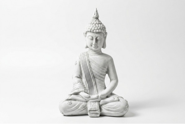 Dekorativ Figur Buddha Skulptur an Steenoptik. Grouss Skulptur fir de Gaart.