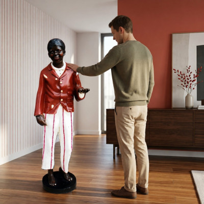 Design donkel Hautfaarf Figur Statu Skulptur Figuren Skulpturen Dekoratioun Dekoréieren