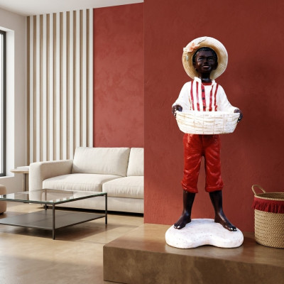 Design Jong mat Kuerf Figur Statue Skulptur Figuren Skulpturen Dekoratioun 7087