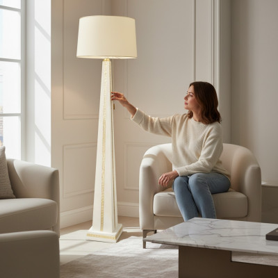 Design Stehlampe Designer Steh Leucht Lampe Schierm Pyramide Luuchten 6910 Nei