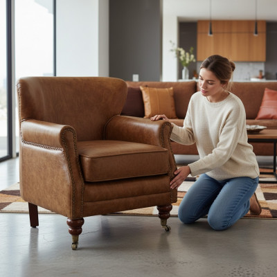Chesterfield Ohrsessel Braun Lieder Sofagarnitur Sessel Couch Liederverkaaft Nei