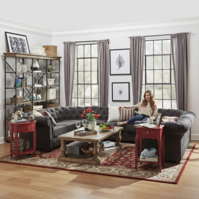 XXL Grouss Chesterfield Wunnlandschaft Couch Sofa Polstersëtzt Eck Sëtz U Form Sofaen Neit