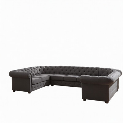 XXL Grouss Chesterfield Wunnlandschaft Couch Sofa Polstersëtzt Eck Sëtz U Form Sofaen Neit
