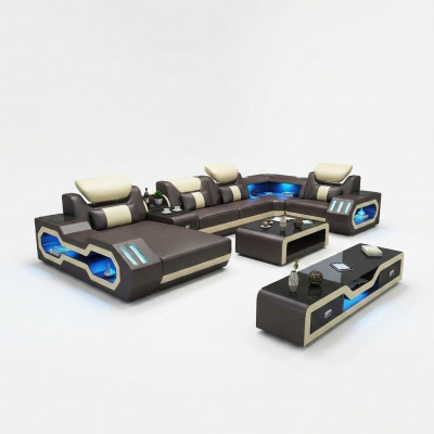 Wunnlandschaft Designer Couch Sofa beliicht USB-Statioun Ecksofa