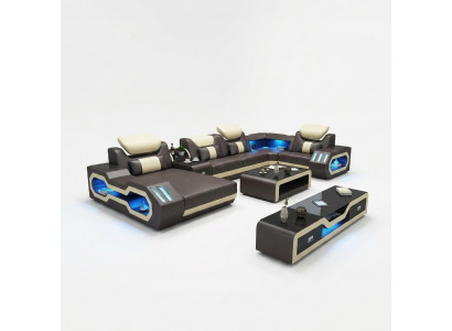 Wunnlandschaft Designer Couch Sofa beliicht USB-Statioun Ecksofa