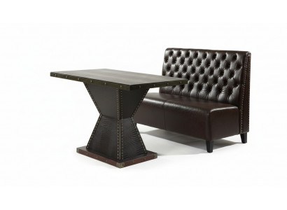 Chesterfield Sofa Bank Couch Sitzbank Braun Waardezëmmer Wunnzëmmer Büro Sofas