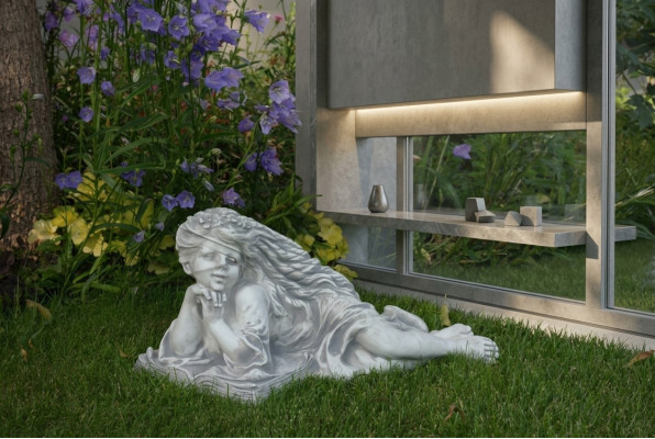 Gartenfigur Engel Garten 26cm Teichfigur Menschen Steinguss