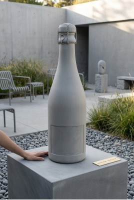 Champagner Figur Skulptur Figuren Statue Fläsch Sekt Design Gaart Dekoratioun