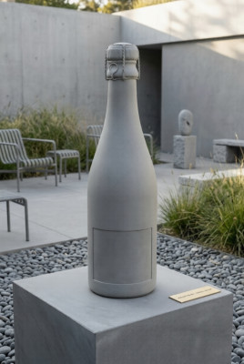 Champagner Figur Skulptur Figuren Statue Fläsch Sekt Design Gaart Dekoratioun