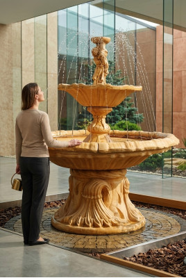 Dekorativen Zierbrunnen Springbronnen Figur Brunnen Dekoratioun Gaart Fontein Weiher SHELLA