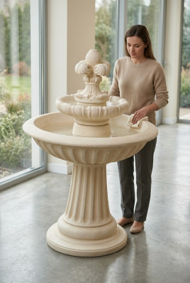 Zéierbrunnen Sprangbuer Skulptur Buer Dekoratioun Gaart Fontaine Nei 1136cm