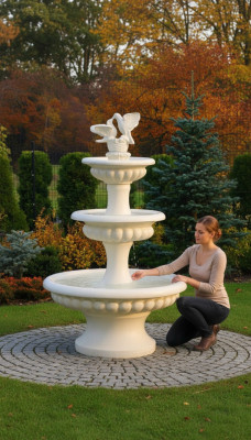 Dekorative Quellbrunn Skulptur Brunn Deko 186cm Gaart Fontan Weiher Nei