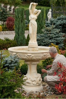 Dekorative Springbrunnen 180cm Skulptur Brunnen Deko Gaart Fontaine Weier Neien