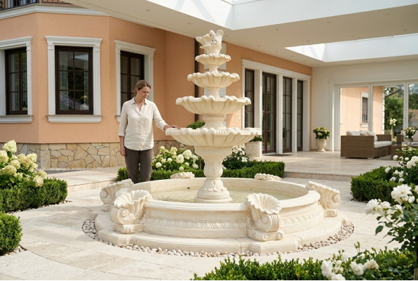 Becken Zierbréif Springbréif Skulptur Bréif Gaart Fontaine Weier Stad