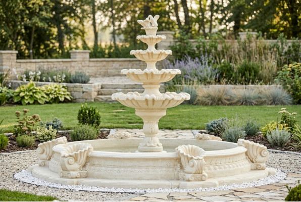 Becken Zierbréif Springbréif Skulptur Bréif Gaart Fontaine Weier Stad