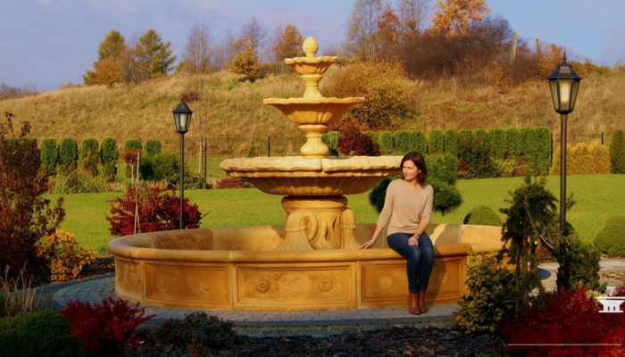 Fontaine Basseng Zierbrunnen Springbrunnen Gaart Skulptur Brunnen Stad Weier