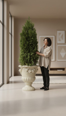 Design-Blummendëppe, Top-Planz-Kübelen, Gefäß-Töpper, Figur, Këscht, Skulptur PETRA Nei