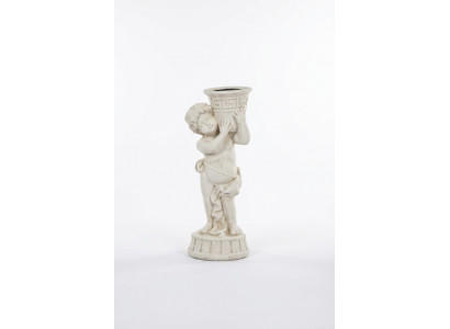 Figur Statue mat Blummen Dëppen Këscht Statuen Figuren Skulptur Gaart