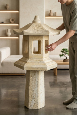Lampe Baussebeliichtung Gaart Skulptur Beliichtung Figur Terrassenluucht Steen Nei