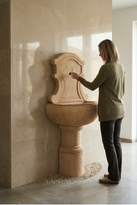 Wandbrunnen Waschbecken Gaart Ausgossbecken Gaartenspull Becken Steen AVILLA