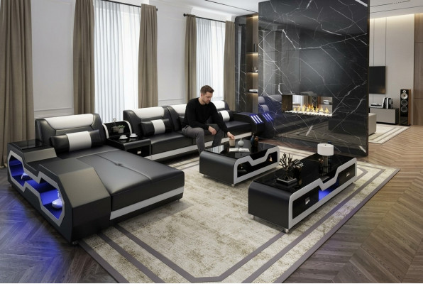 Virdeeler Luxus Couch Ecksofa Wunngären Multifunktions Couchen Sofa USB Liicht