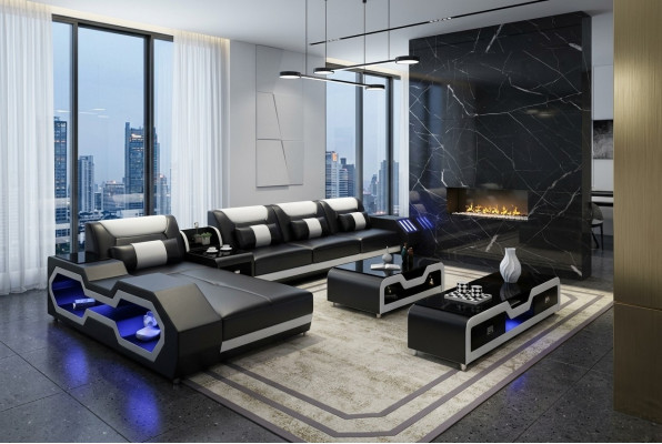 Virdeeler Luxus Couch Ecksofa Wunngären Multifunktions Couchen Sofa USB Liicht