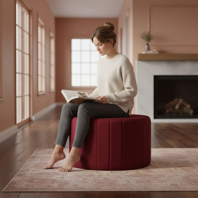 Pouf Fousshocker Ronn Sëtz Hocker Polsterhocker Sëtzocker Badocker Puff Textil