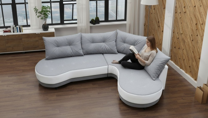 Polstersofa Loungesofa Canapé Sëtzgrupp Wunnzëmmer mat Këssen Sofa L-Form