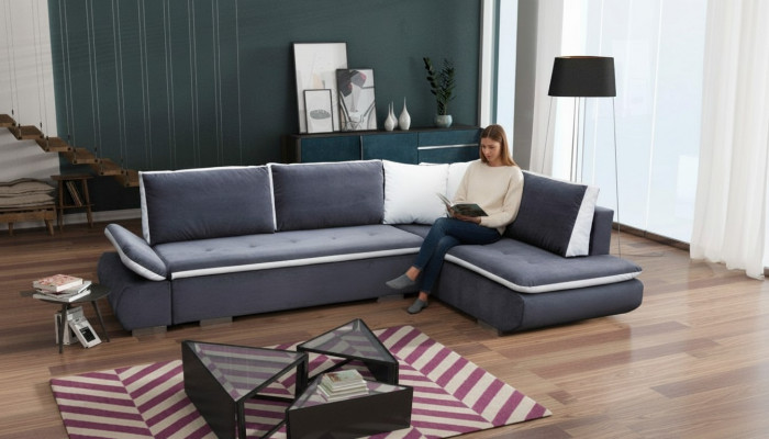 Schlofsofa Sofa Canapé Ecksofa Garnitur Polster Eck Stoff Nei Wunnlandschaft